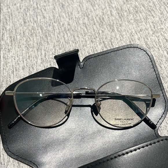 NWOT Saint Laurent Silver Glasses Frame with Case - Picture 1 of 5